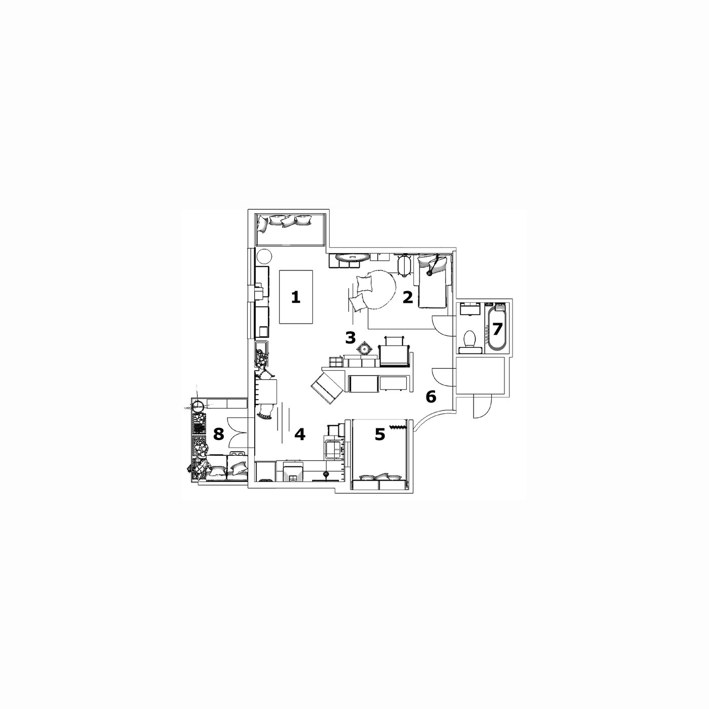 Grundriss von Big Dudes und Little Dudes Wohnung