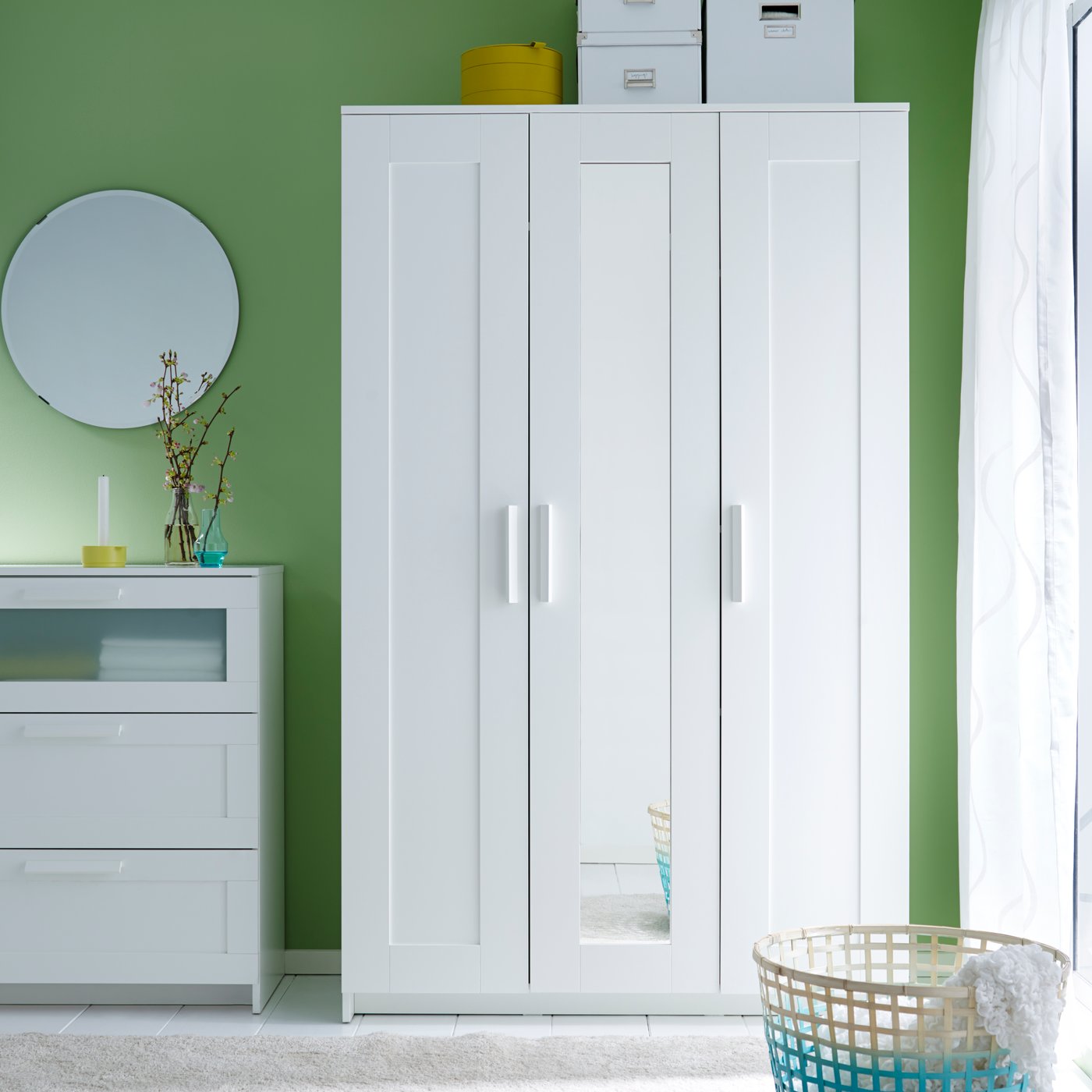 A white BRIMNES wardrobe with 3 doors