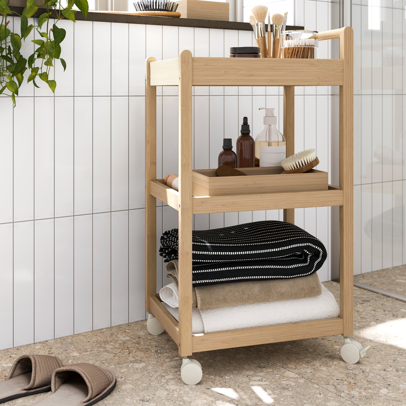trolley 42 cm light bamboo