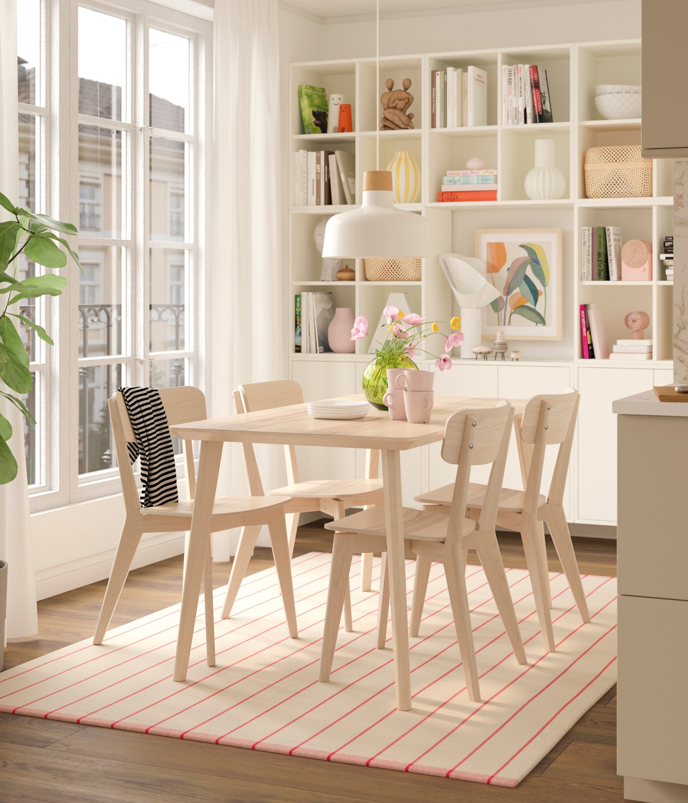 An ash veneer/ash LISABO table and 4 chairs
