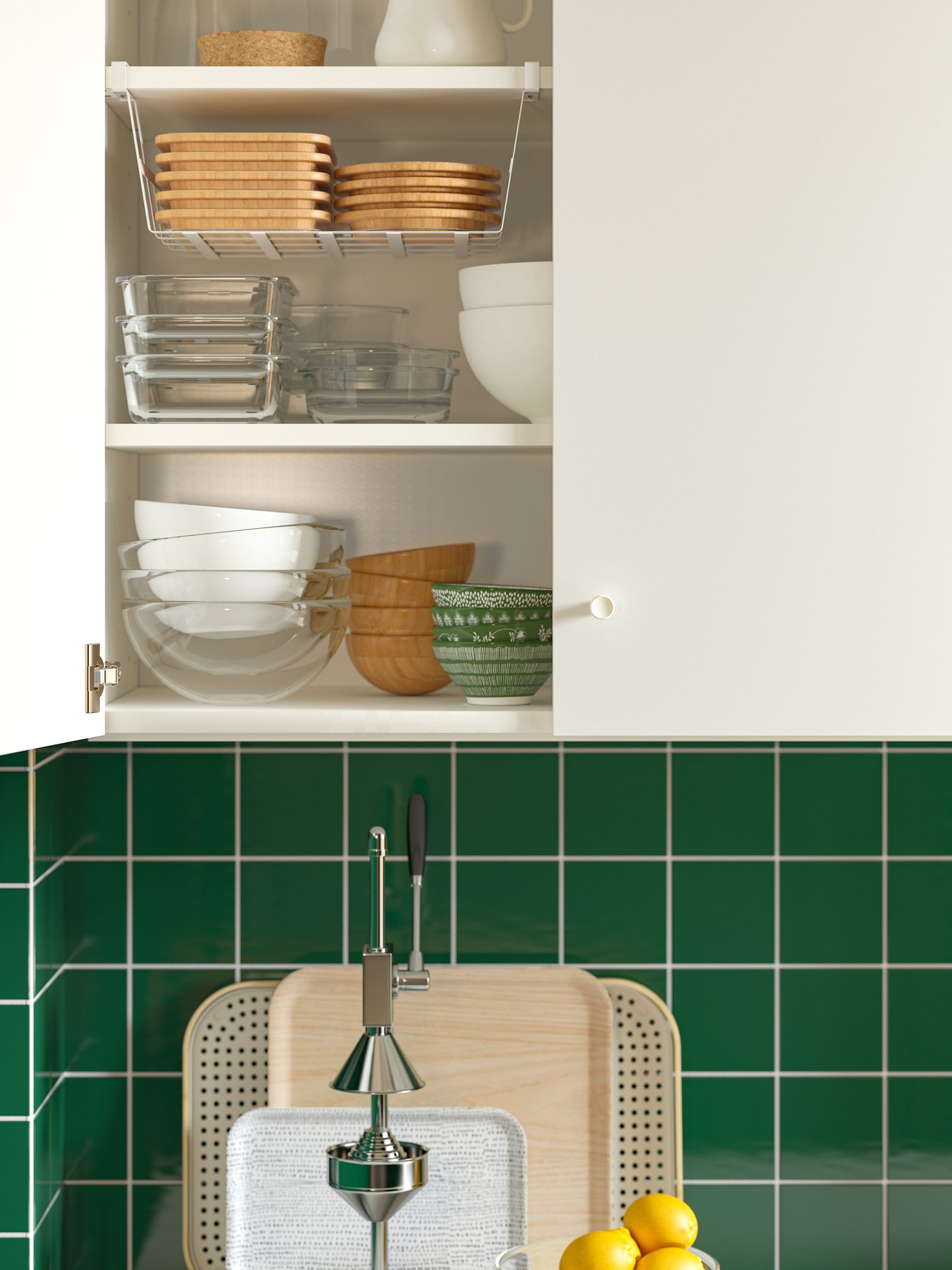 A clear glass BLANDA serving bowl in the kitchen