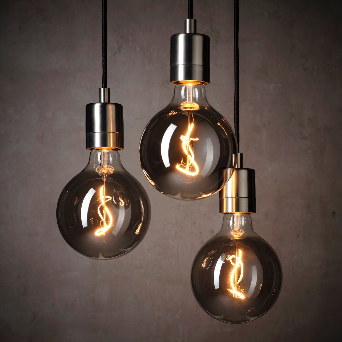 A globe grey clear glass MOLNART LED bulb E27 140 lumen