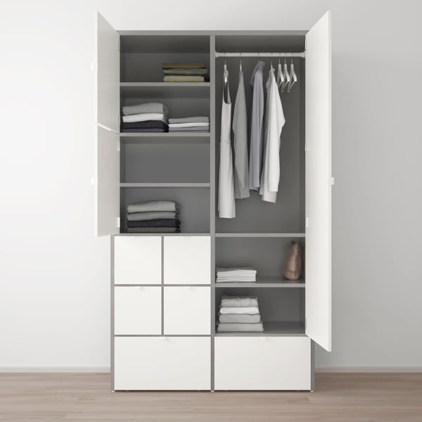 A grey/white VISTHUS wardrobe