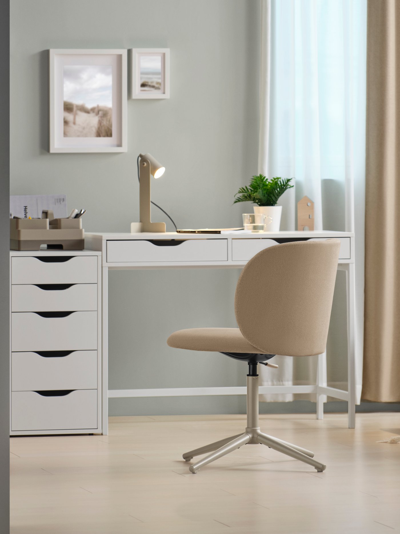 A white ALEX drawer unit in the home office