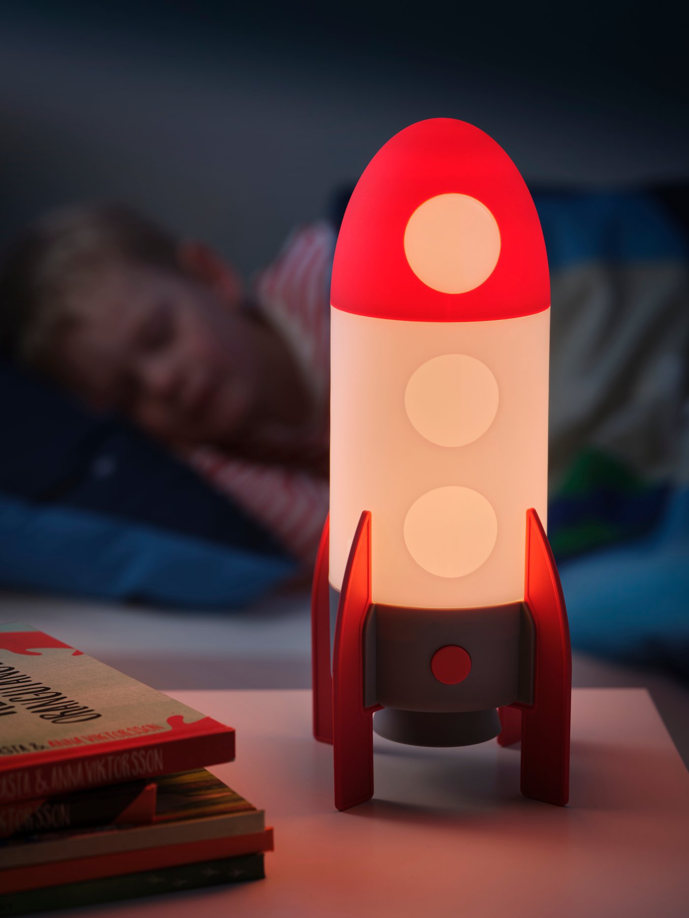 A rocket/multicolour AFTONSPARV LED table lamp