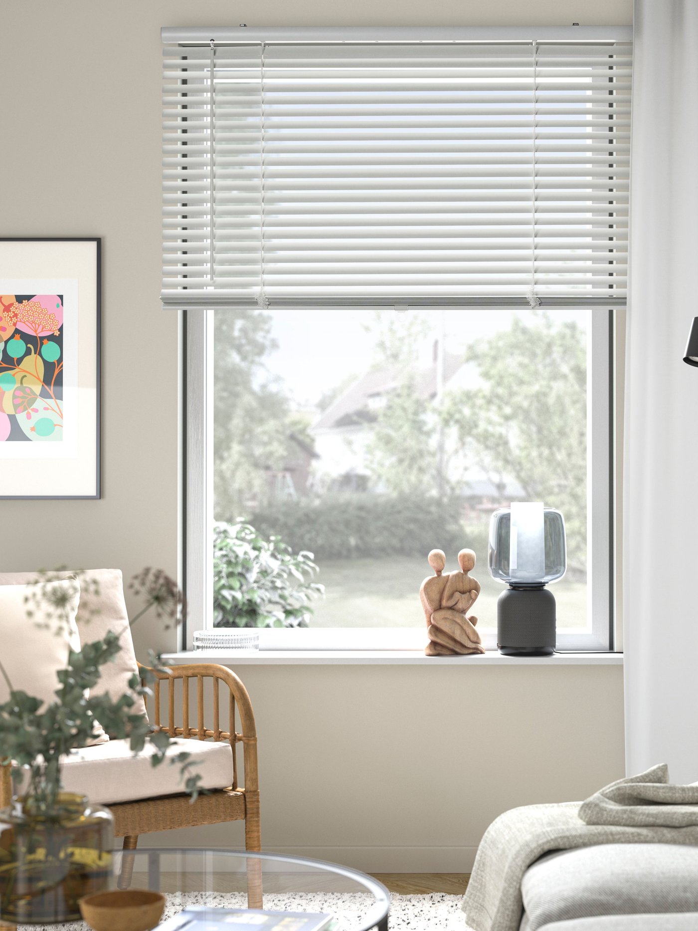 A white VECKLARFLY Venetian blind