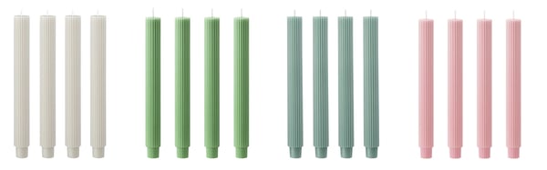 Pictures of candles in different colours.