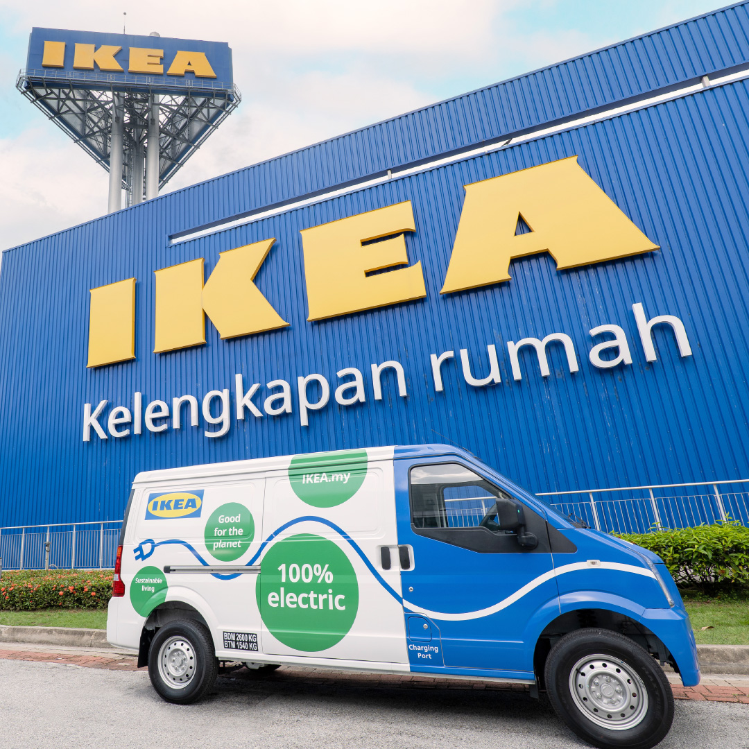 IKEA EV delivery van in front of the IKEA Damansara store