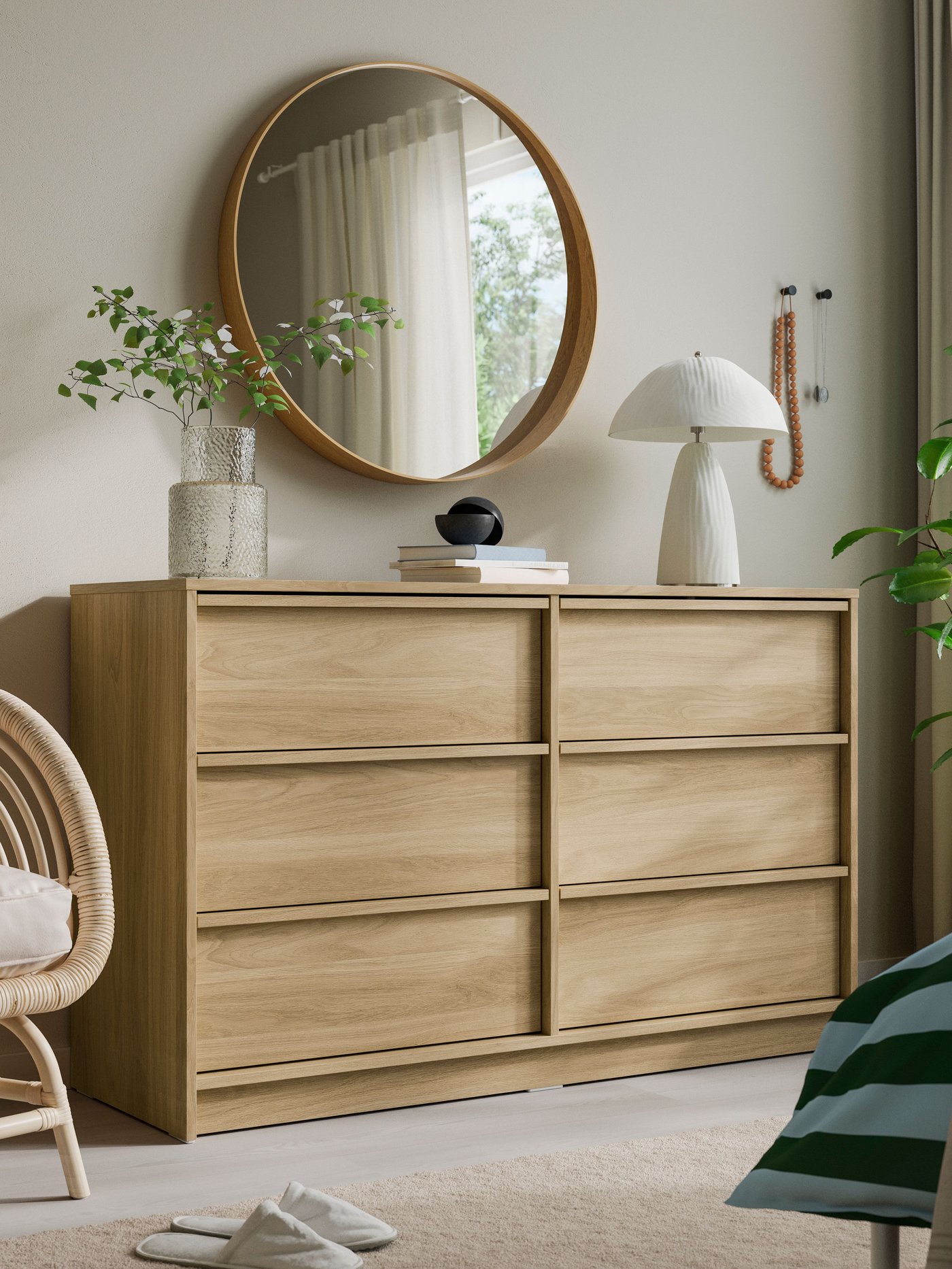 A with 2 inner drawers/oak effect ANKARUDDEN chest of 6 drawers in the bedroom