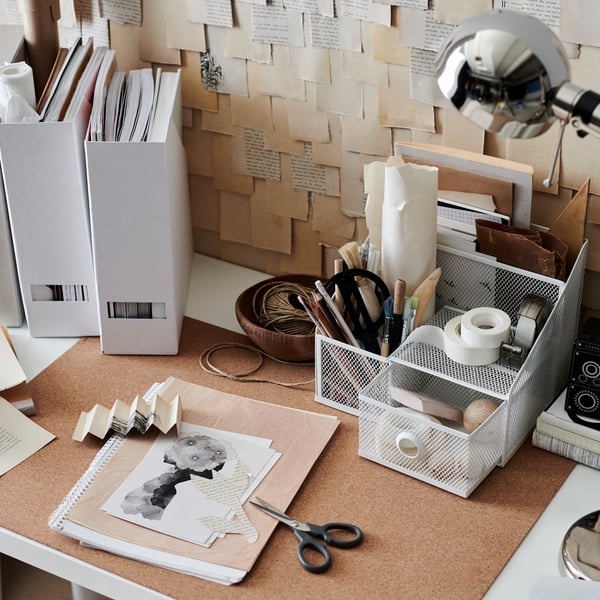 A cork SUSIG desk pad in the home office