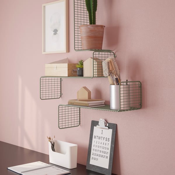 A grey-green SVENSHULT wall shelf
