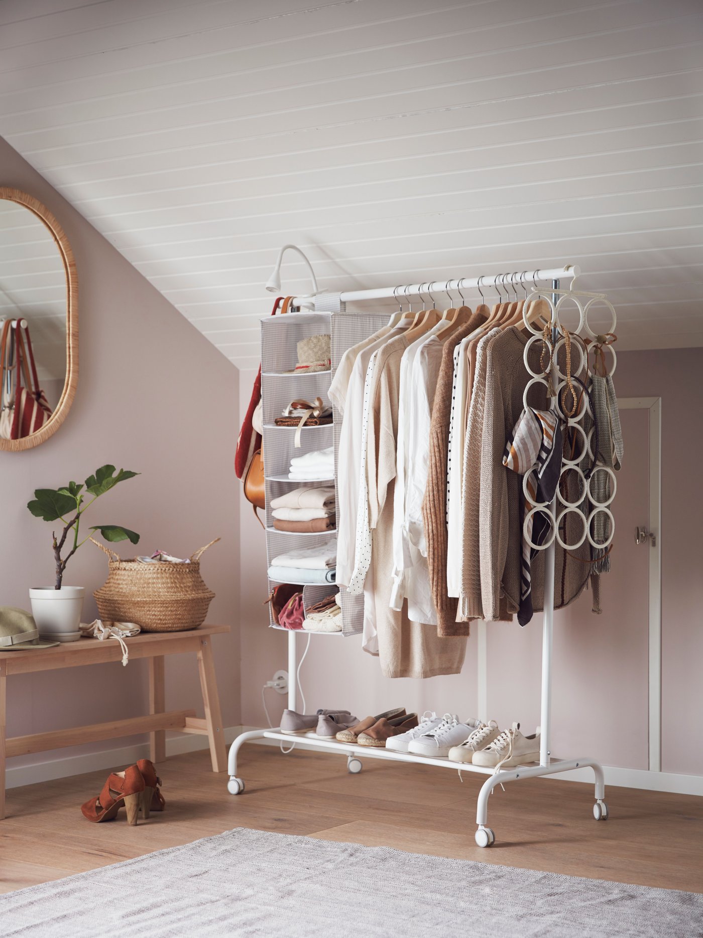 A white RIGGA clothes rack
