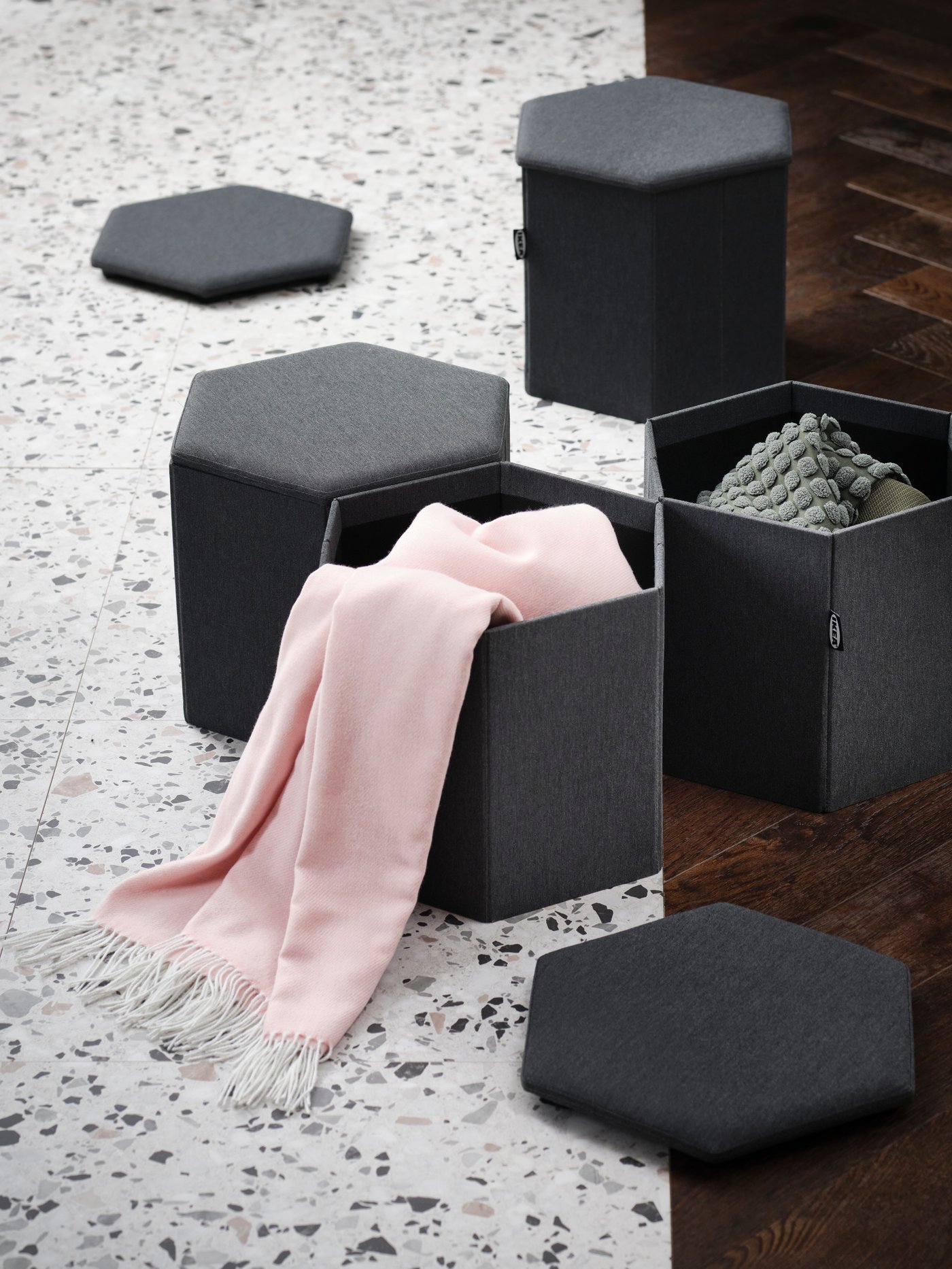 A light pink HOLMVI throw