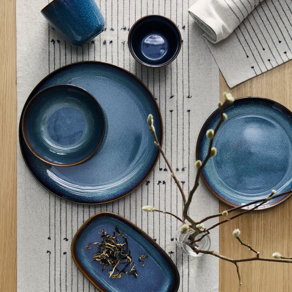 A blue GLADELIG bowl