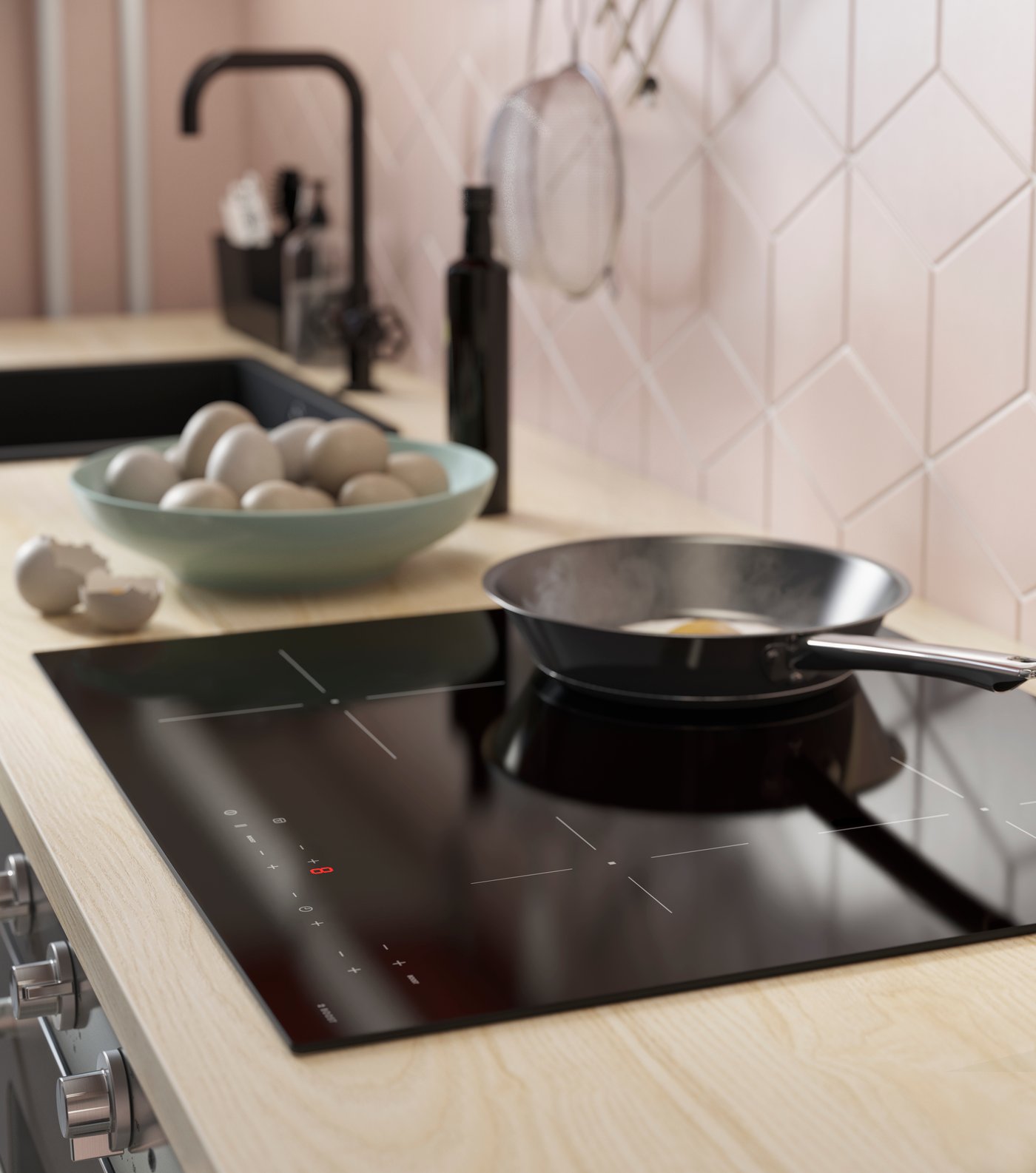 An IKEA 300 black MATMÄSSIG induction hob in the kitchen