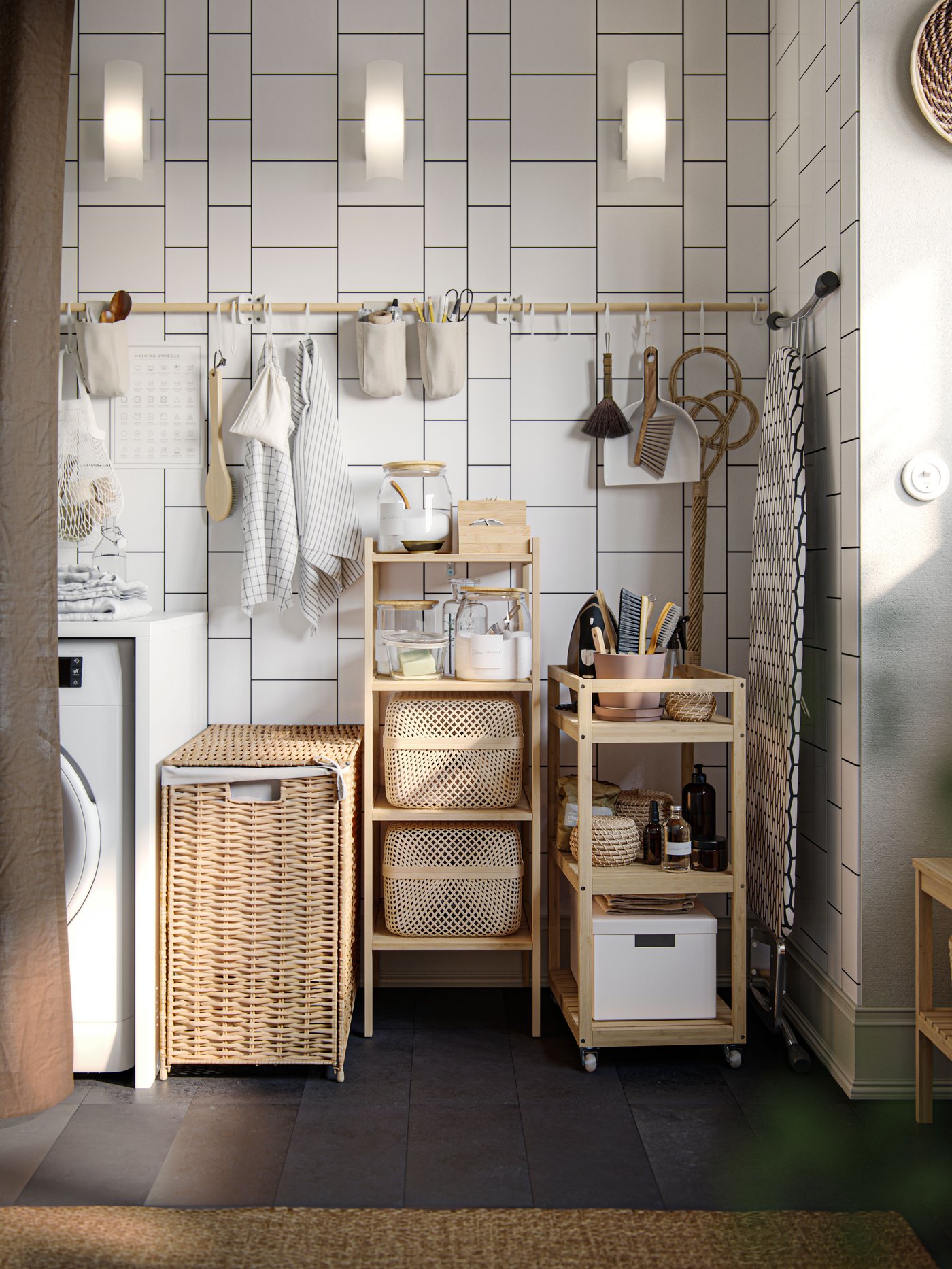 A natural SMARRA box with lid in the laundry room