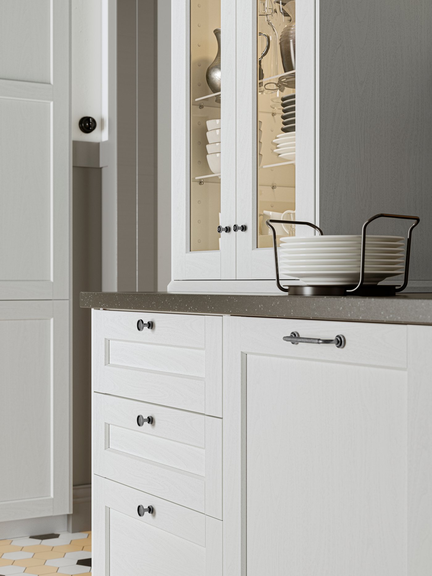 A white wood effect ENKÖPING glass door