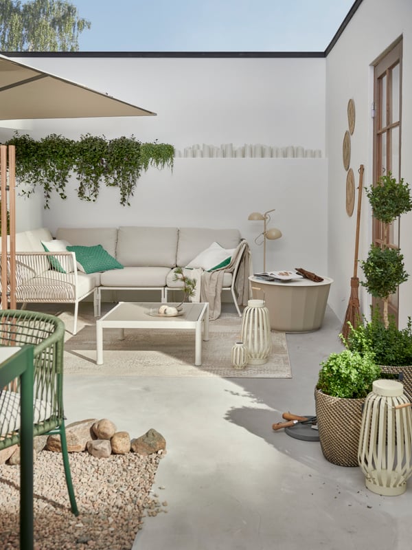 Pot de fleurs RÅGKORN gris foncé/beige, pour l'intérieur et l'extérieur