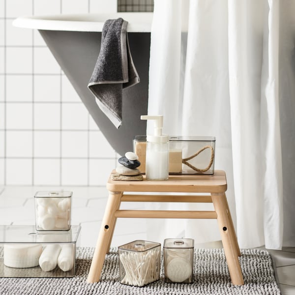 A smoked GODMORGON box with lid in the bathroom