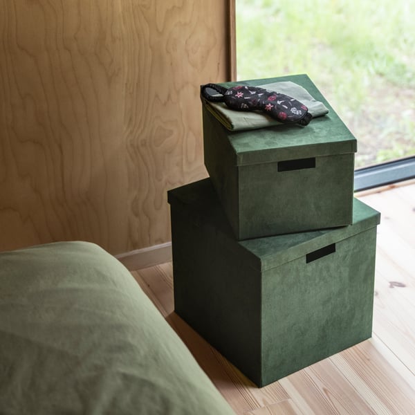 Green boxes stacked