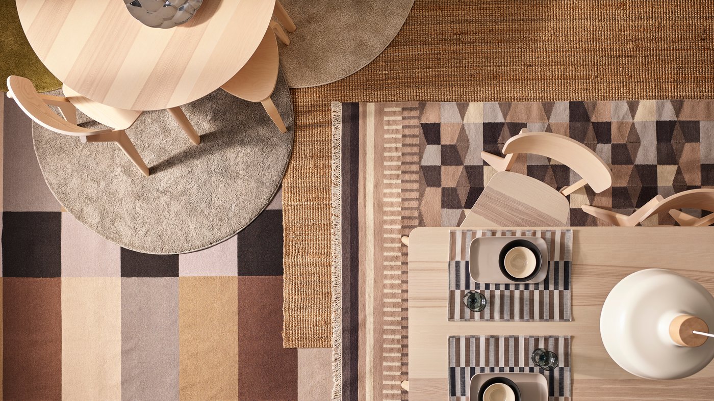 A handmade/grey/beige TÅRBÄK rug, flatwoven