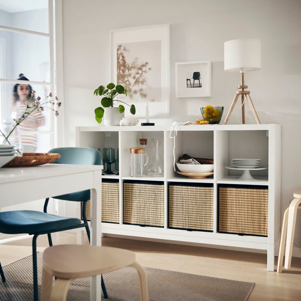 A white KALLAX underframe