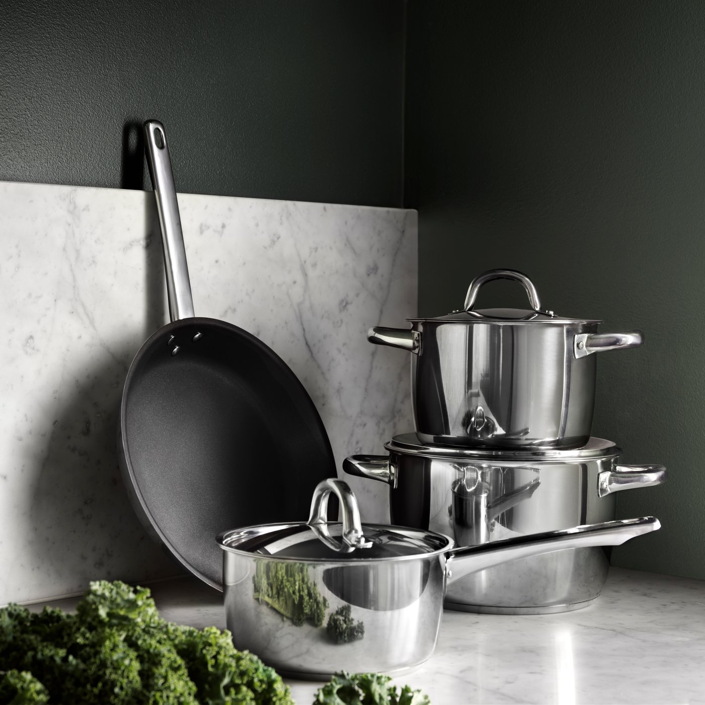 A stainless steel/non-stick coating IKEA 365+ frying pan in the kitchen