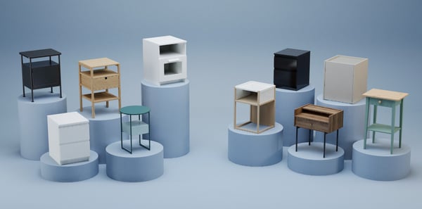 A grey-beige PLÖJKER bedside table