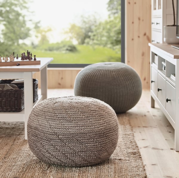 A beige SANDARED pouffe