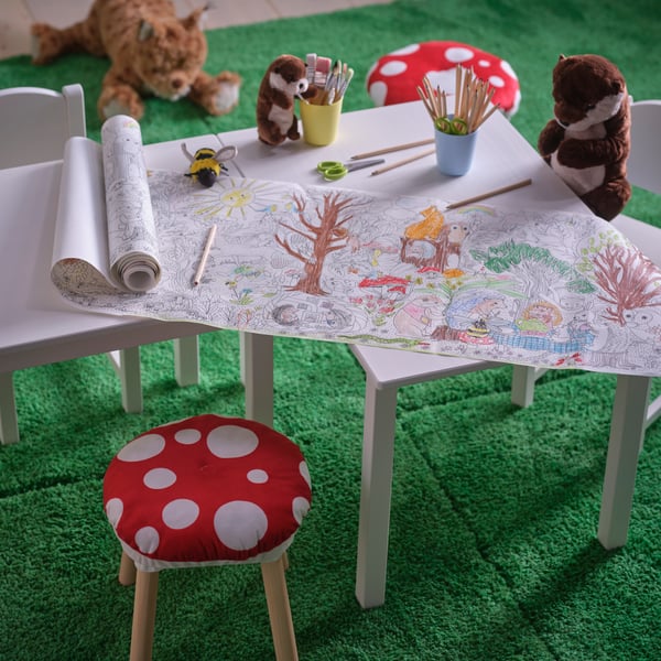 An enchanted forest SKOGSDUVA colouring paper roll in the childrens room