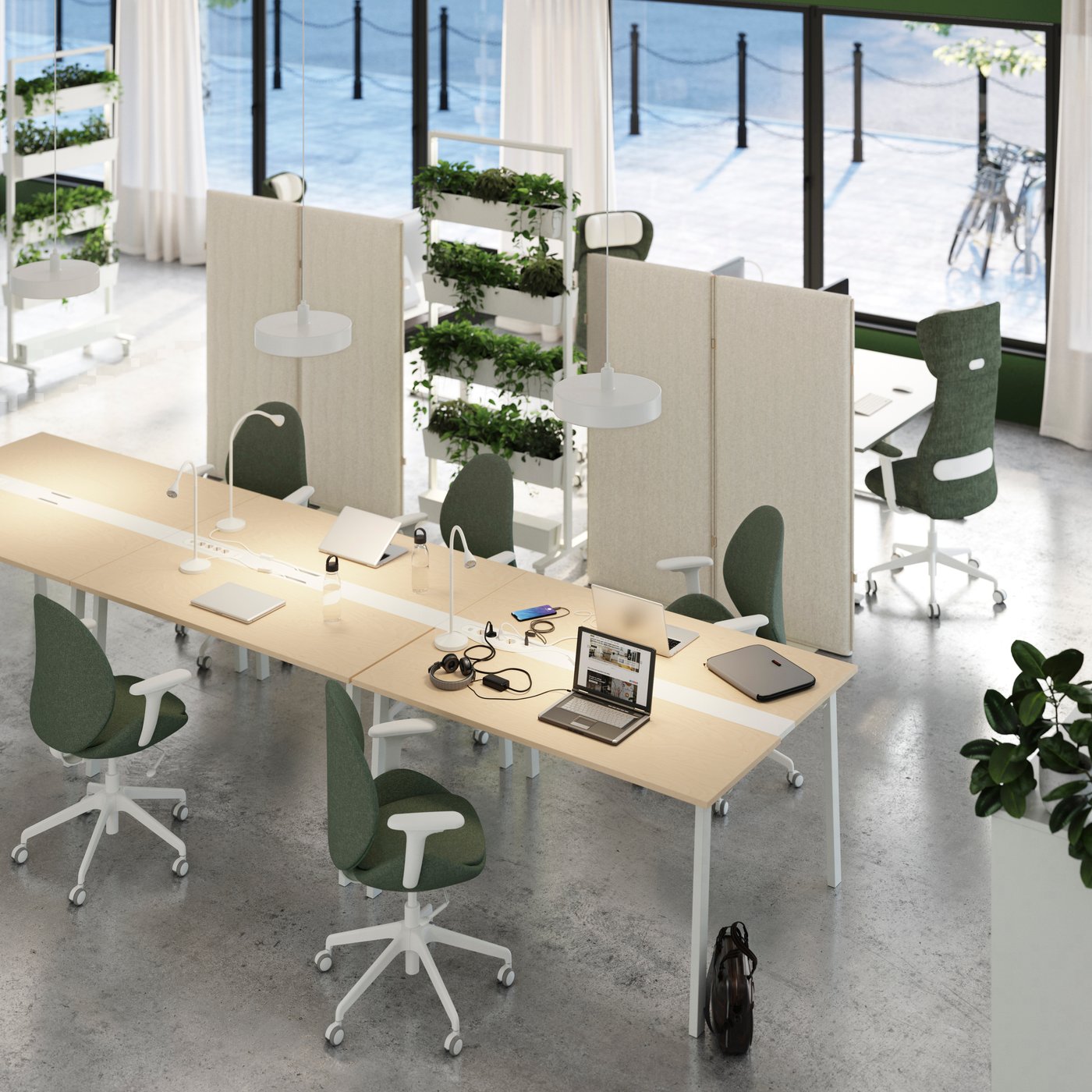 A birch veneer/white MITTZON conference table