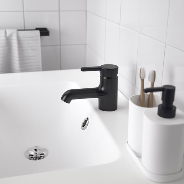 A black SALJEN wash-basin mixer tap