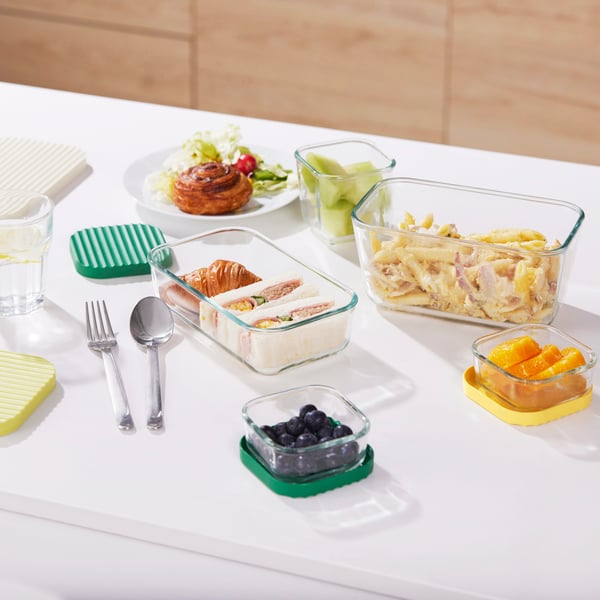A transparent/multicolour HAVSTOBIS food container with lid