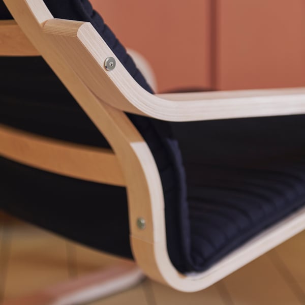 A birch veneer/Knisa black POÄNG armchair