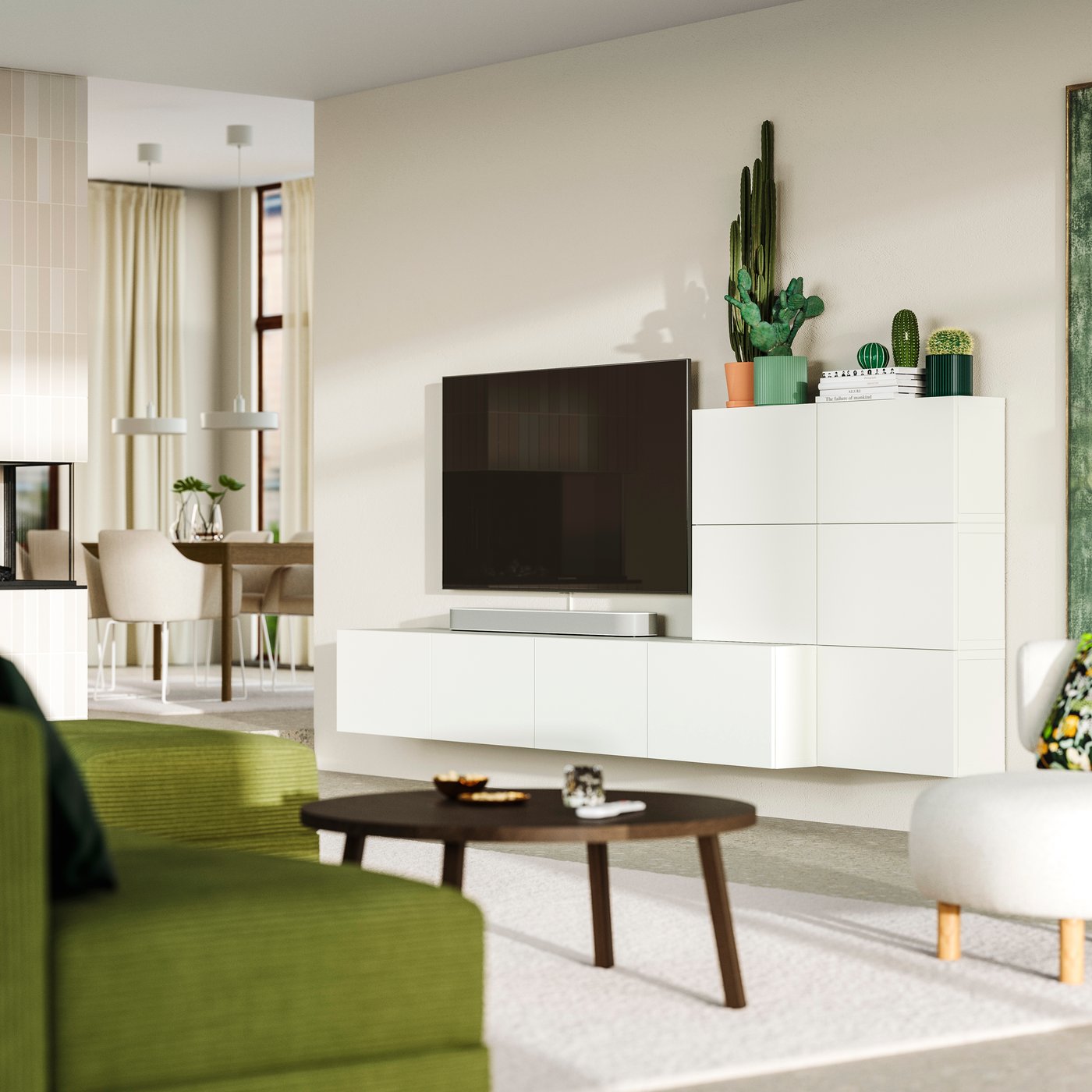 Media storage combination, 114 cm, in Lappviken white/white.