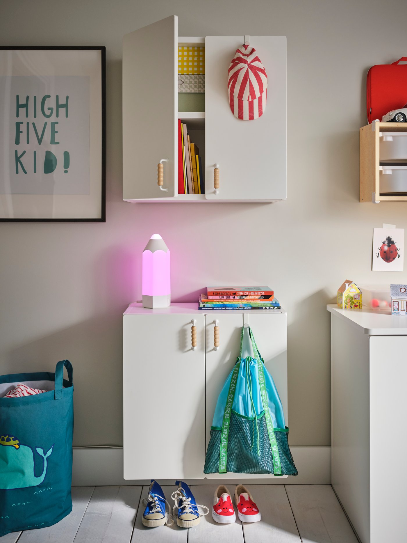 A white LÄRANDE desk with pull-out storage unit