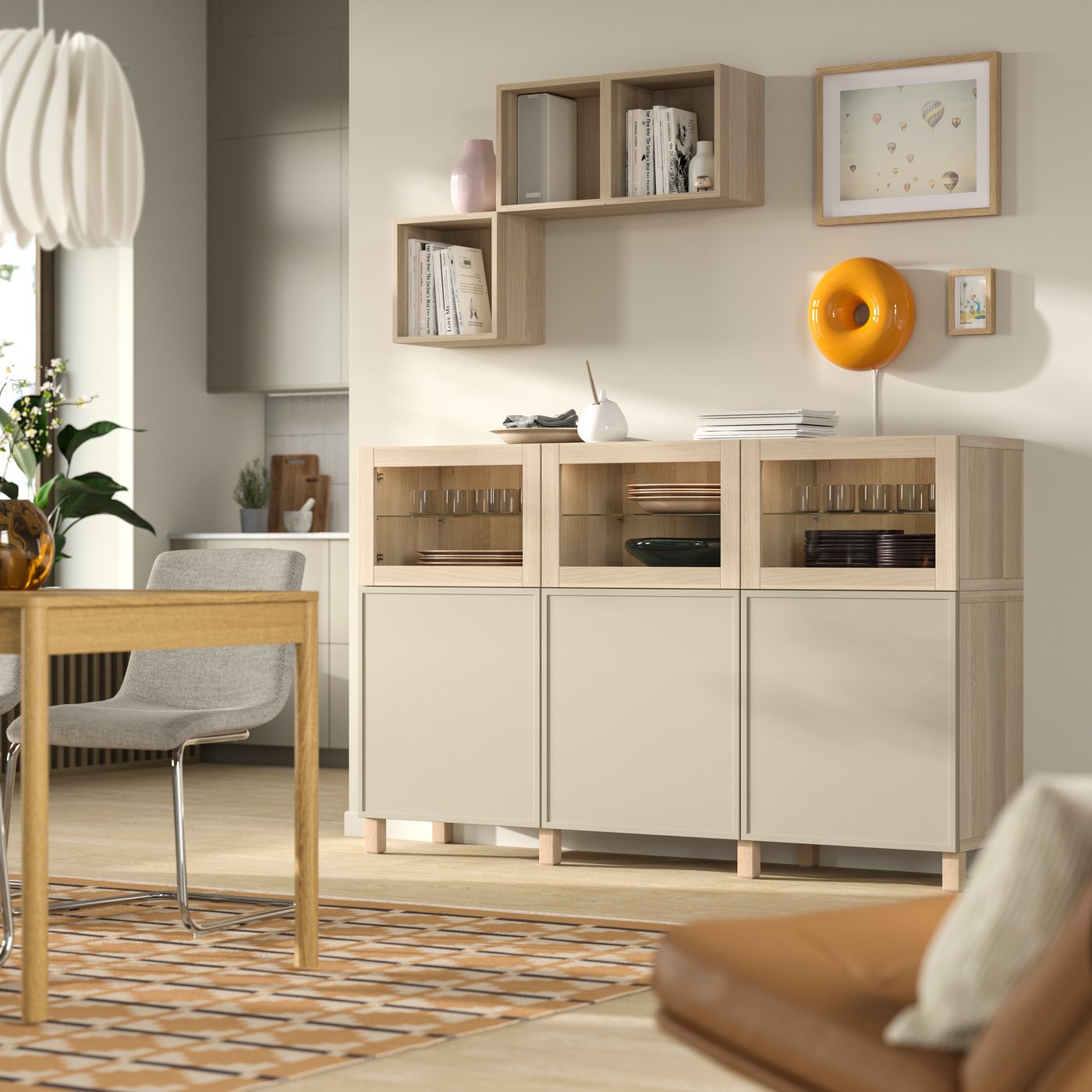 buffet en chêne et gris