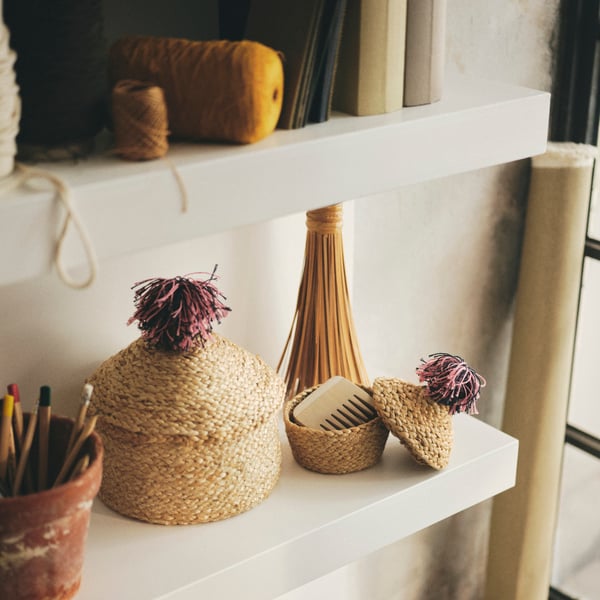 MÄVINN basket on a wall shelf