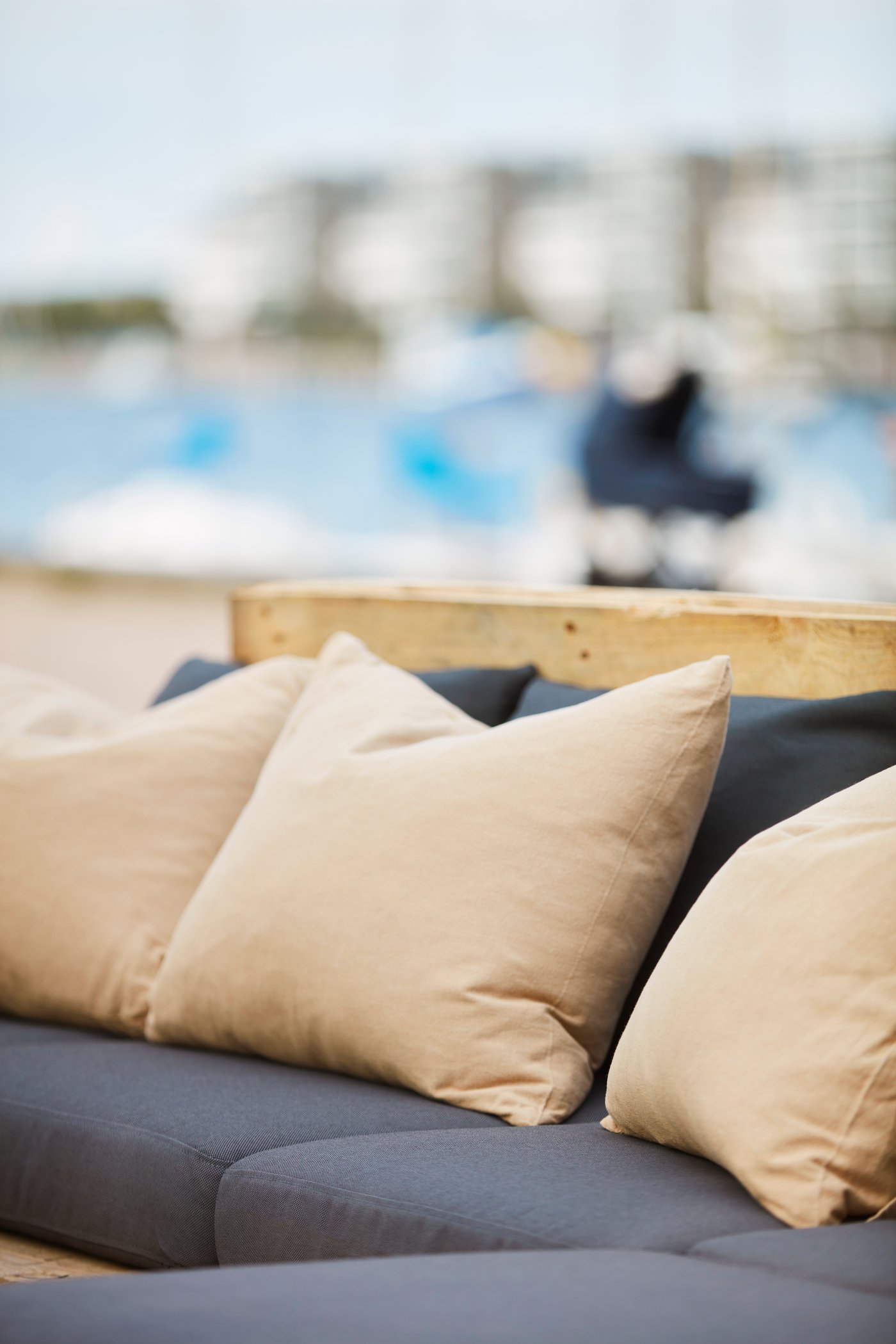 A natural colour AINA fabric outside