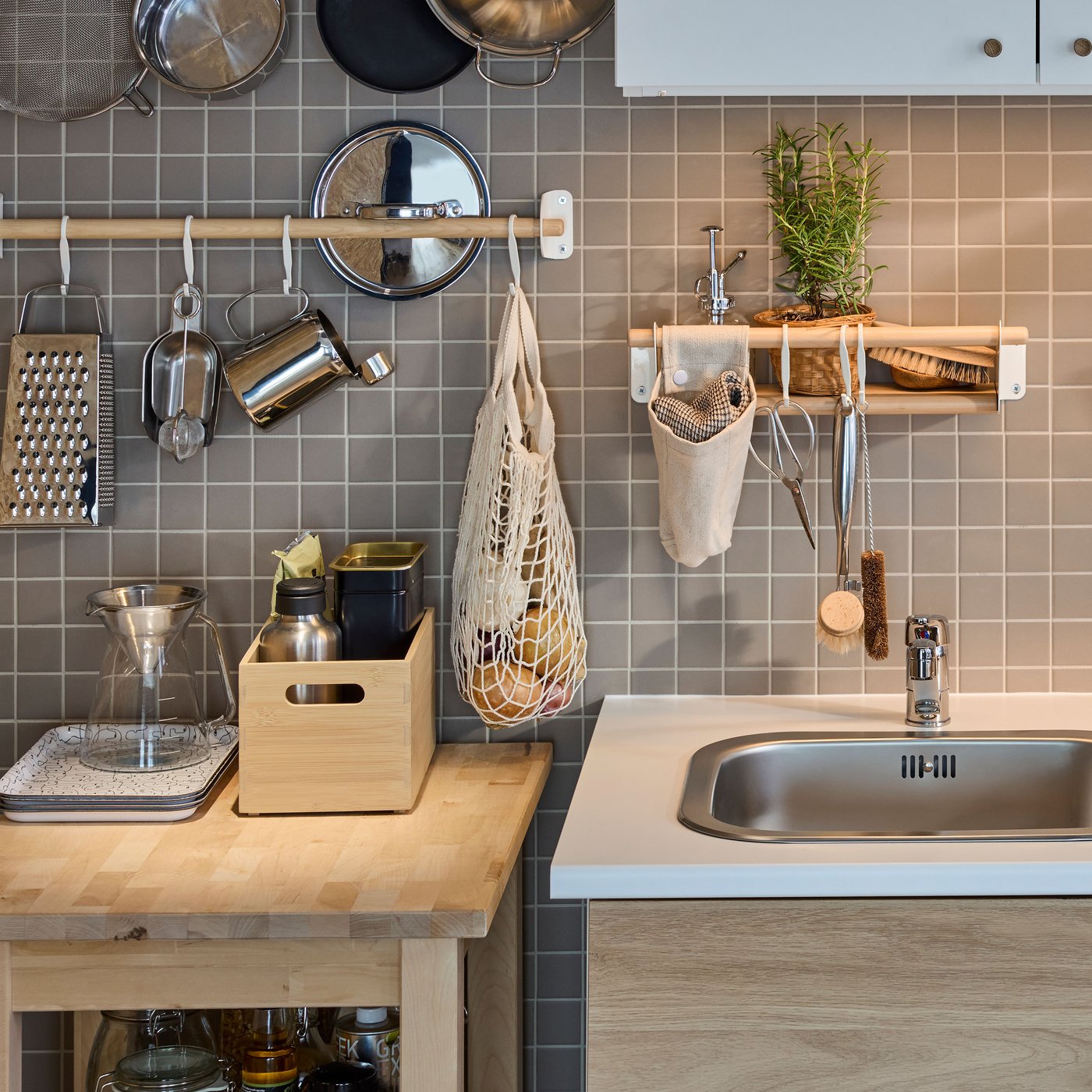A birch BEKVÄM kitchen trolley