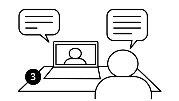 A virtual meeting is displayed.