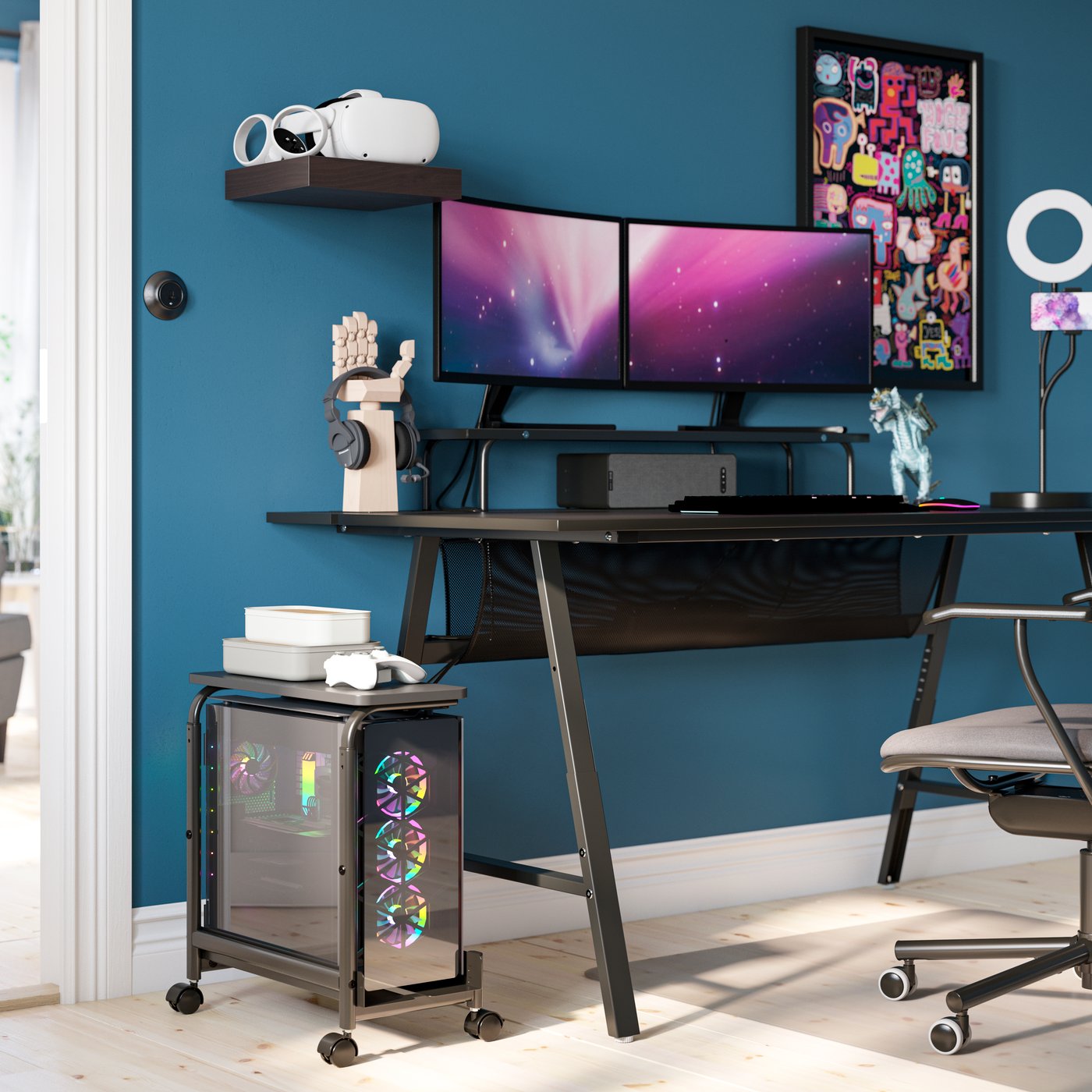 A black UTESPELARE gaming desk