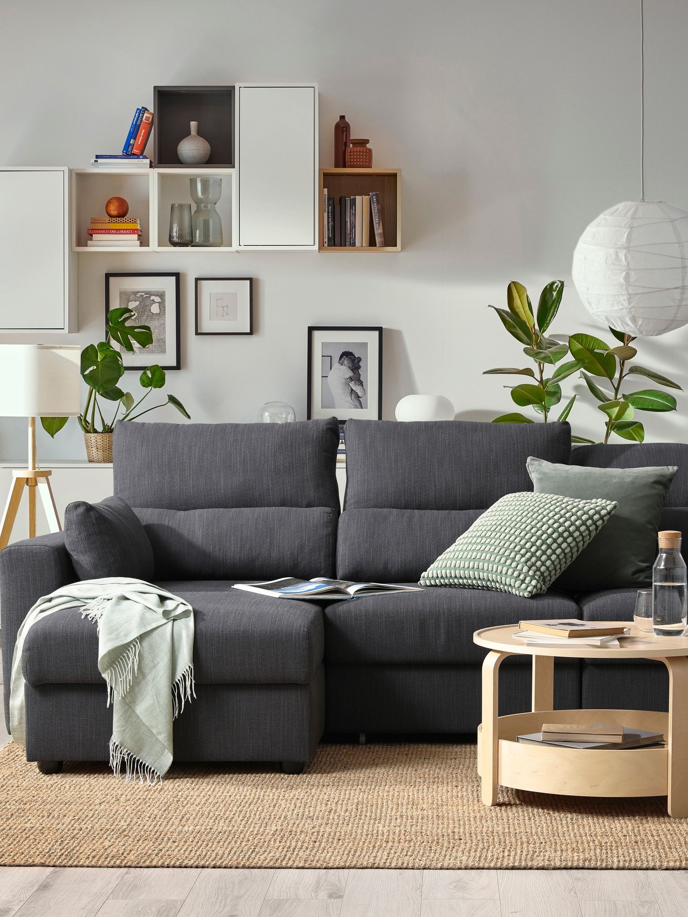 An L shaped sofa in a small living room.