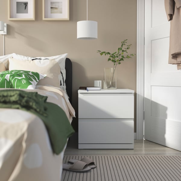 A white/with 2 drawers STORKLINTA bedside table
