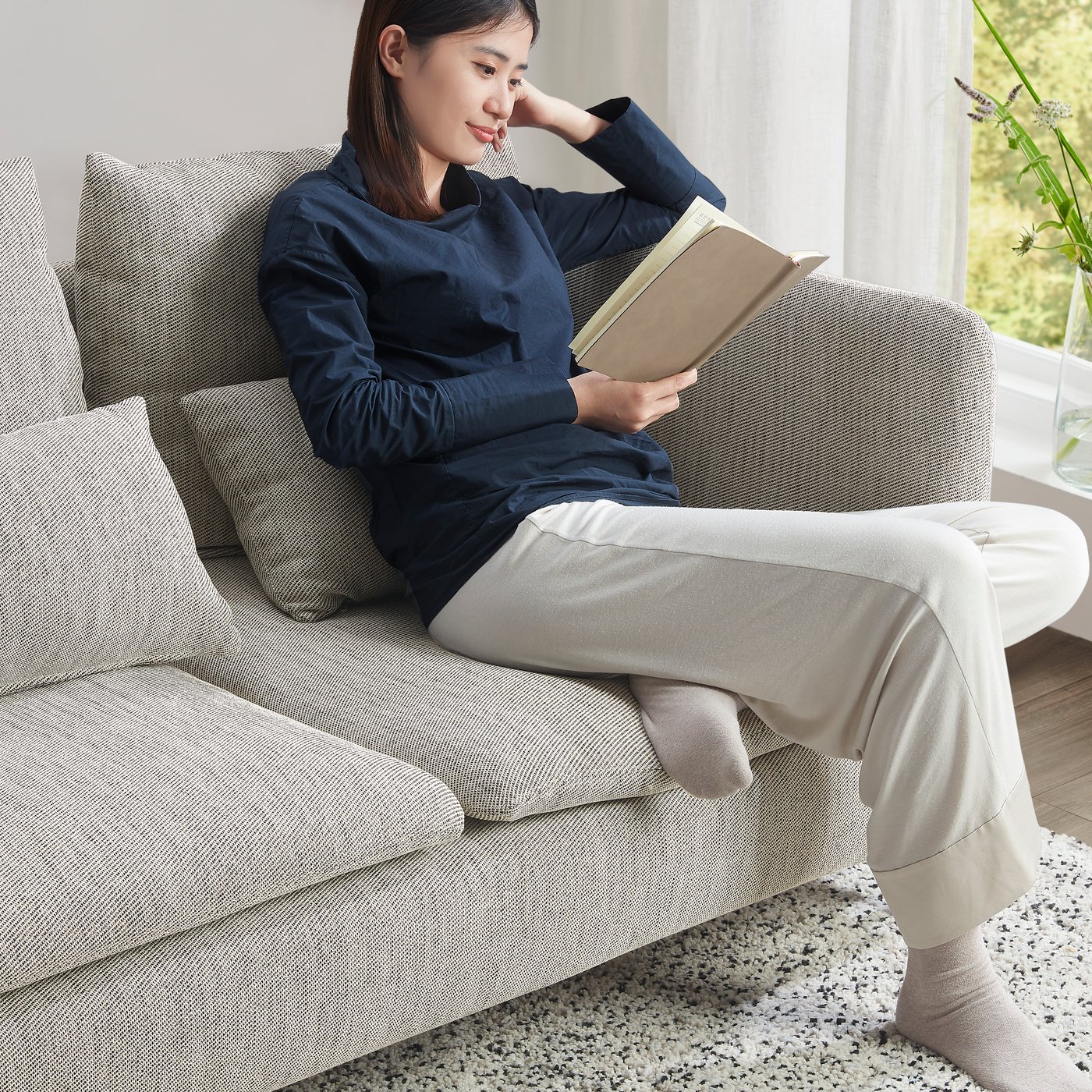 A Viarp beige/brown SÖDERHAMN compact 3-seat sofa