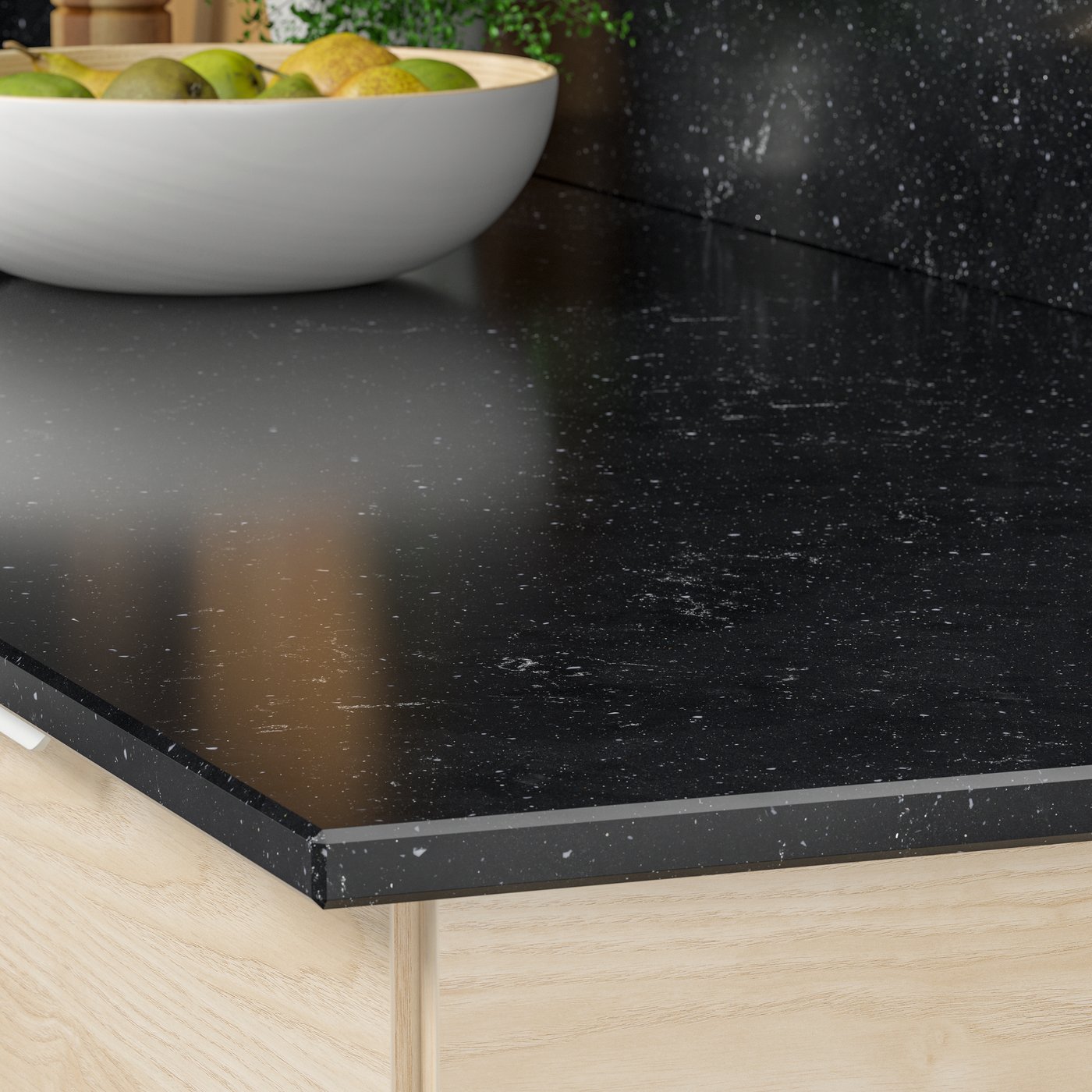 An anthracite stone effect/glass composite LOCKEBO custom made worktop