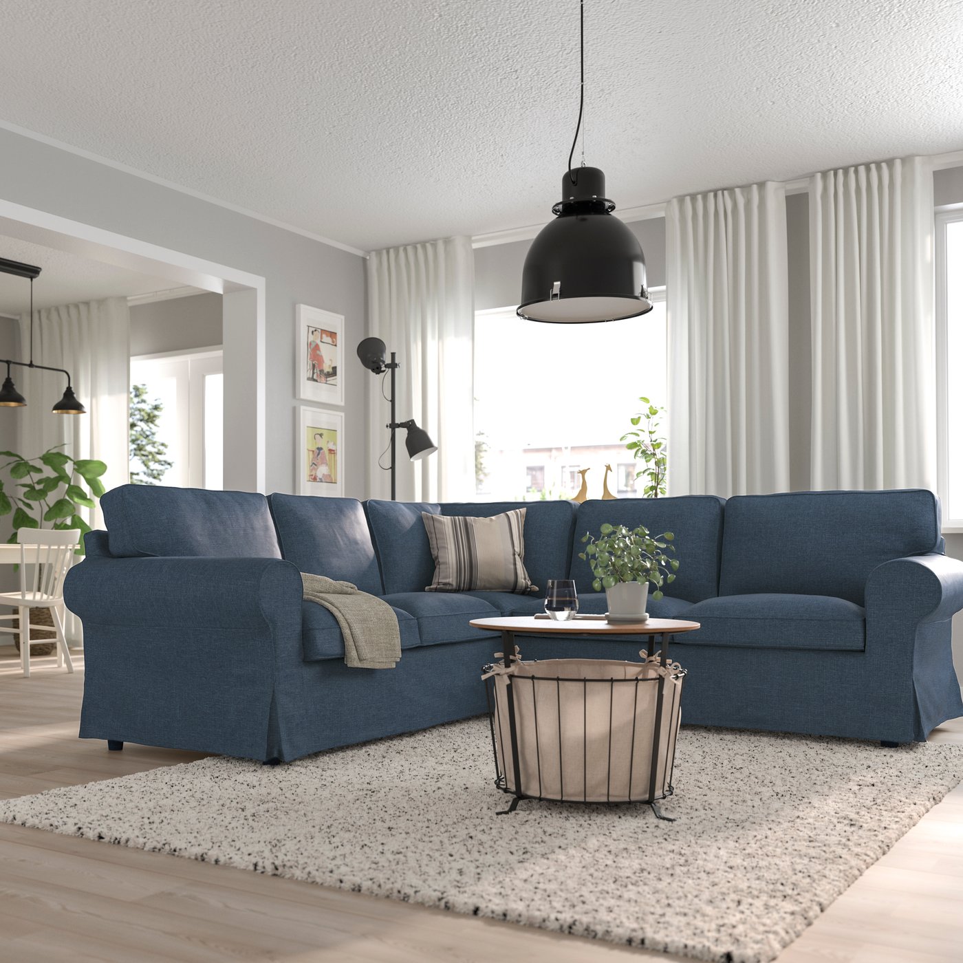 A Kilanda dark blue  UPPLAND corner sofa, 4-seat