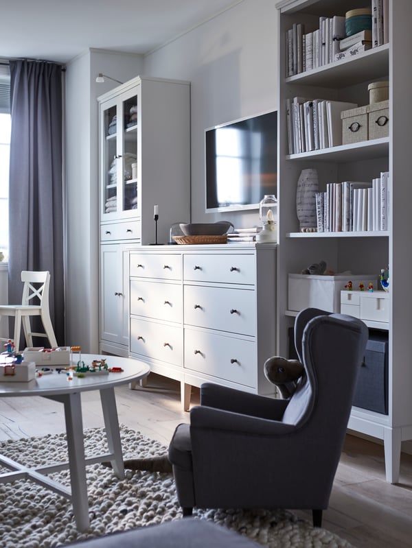 STRANDMON child armchair grey in the living room