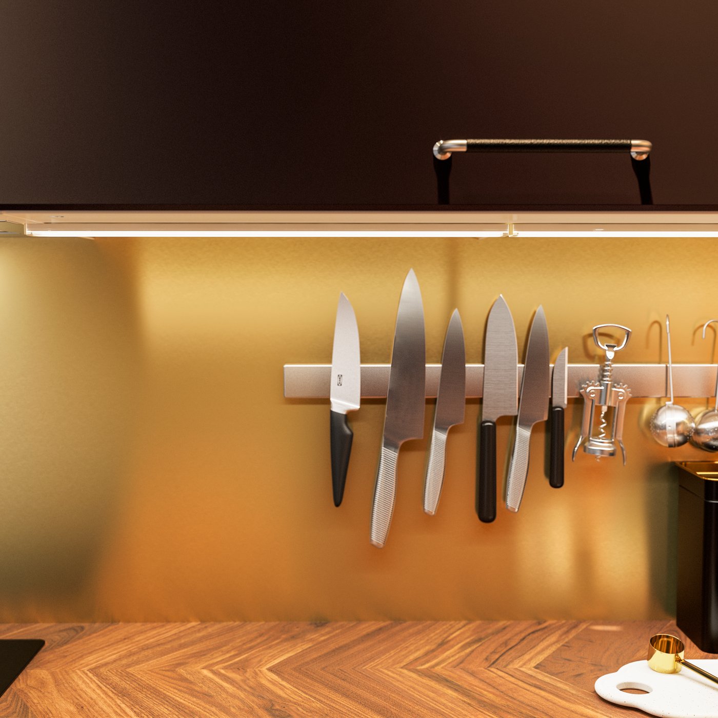 A grey FÖRDUBBLA 2-piece knife set in the kitchen
