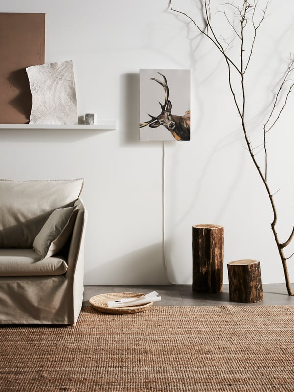 A natural LOHALS rug, flatwoven